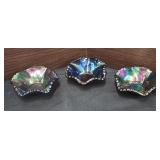 Set of 3 Carnival Glass Berry Bowls