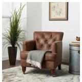Abbyson Tafton Antique Brown Tufted Club Chair