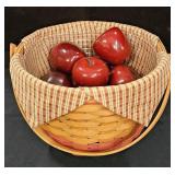 Lined Longaberger Basket With Wooden Apples