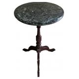 Mahogany Marble Top Tripod Pedestal Stand Side