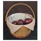 Double lined Longaberger basket with wooden