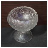Fenton Water Lily frosted satin glass compote