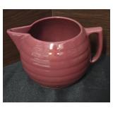 Mauve Pink Watt Ware Pottery Ribbed Pitcher