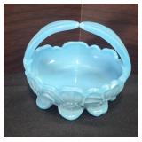 Westmoreland Blue Milk Glass Pansy Basket