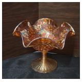 vintage Imperial Marigold Carnival Glass Compote