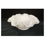 Vintage Fenton Milk Glass Ruffled Bowl