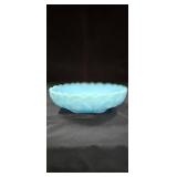 Vintage Fenton Water Lily Blue Satin Glass Bowl