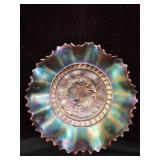 Vintage Dugan Carnival Marigold Ruffled Bowl