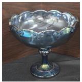 Carnival Glass Pedestal Bowl In The Garland