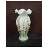 Fenton Cased Milk Glass Ruffle Top Hand Painted