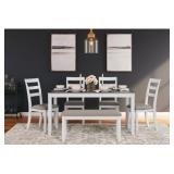 ASHLEY STONEHOLLOW 6-PIECE TABLE 4 CHAIRS & BENCH ASHLEY STONEHOLLOW 6-PIECE TABLE 4 CHAIRS & BENCH