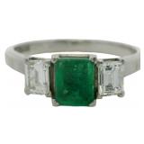 Platinum .99 ct Natural Emerald & VS Diamond Ring