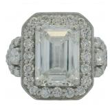 14kt Gold 6.73 ct Emerald Cut VS Lab Diamond Ring