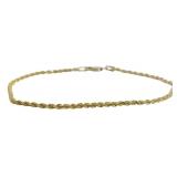 8" 10k Gold Diamond Cut Rope Chain Bracelet