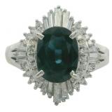 Platinum 2.20 ct Natural Sapphire & Diamond Ring
