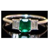Platinum .98 ct Natural Emerald & VS Diamond Ring
