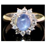 Platinum 2.57 ct Star Sapphire & VS Diamond Ring