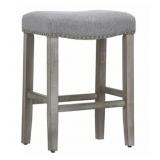 Gray Upholstered Saddle Bar Stool