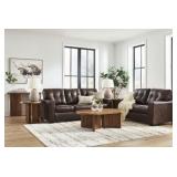 Ashley Santorine Brown Leather Sofa & Love Seat