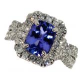 14k Gold 3.51 ct Tanzanite & Diamond Ring