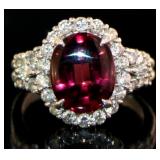 Platinum 6.25 ct Natural Tourmaline & Diamond Ring