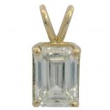 14k Gold 1.90 ct Emerald Cut VS Diamond Pendant