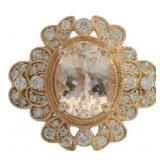14kt Gold 1.90 ct Natural Morganite & Diamond Ring