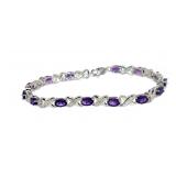 Genuine Amethyst & Diamond Bracelet