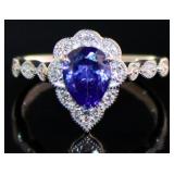 Pear Cut 1.25 ct Tanzanite & Diamond Ring