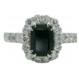 Natural 2.39 ct Sapphire & Lab Diamond Ring