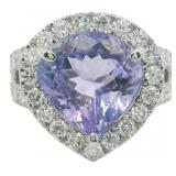 14kt Gold 6.45 ct GIA Tanzanite & Lab Diamond Ring
