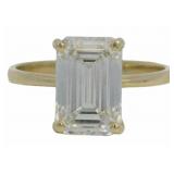 14kt Gold 3.37 ct Emerald Cut Lab Diamond Ring