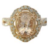 14kt Gold 1.54 ct Natural Morganite & Diamond Ring