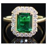 Emerald Cut 2.52 ct Emerald & Diamond Halo Ring