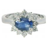 Oval Natural 1.41 ct Sapphire & Diamond Ring