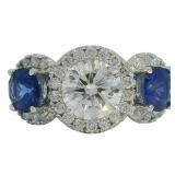 14k Gold 2.92 ct VS Lab Diamond & Sapphire Ring