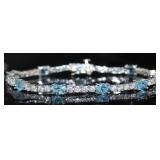 Oval 15.00 ct Blue & White Topaz Fashion Bracelet