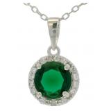 Round 2.00 ct Emerald Halo Necklace
