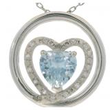 Trillion Cut 2.00 ct Blue Topaz & Diamond Pendant