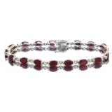 Oval 10.85 ct Natural Ruby & Zircon Bracelet