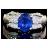 Platinum 2.45 ct Natural Sapphire & Diamond Ring