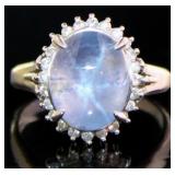 Platinum 7.92 ct Star Sapphire & Diamond Ring