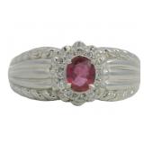 Platinum 1/2 ct Natural Ruby & Diamond Ring