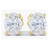 14k Gold 3.02 ct Oval VS Lab Diamond Stud Earrings