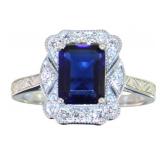 Antique Style 1.67 ct Sapphire & Diamond Ring
