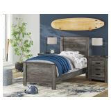 Twin Frandern Rustic Gray Panel Bed & Nightstand