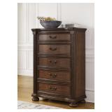 Lavinton 5 Drawer Chest With A Rich Cherry Finish