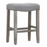 Gray Upholstered Saddle Bar Stool