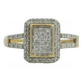 10kt Gold 1/3 ct Radiant Cut Natural Diamond Ring