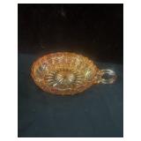 Vintage Carnival Glass Amber Candy Dish With